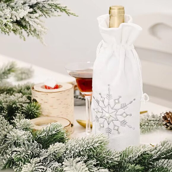Silver Snowflake Gift Bag for Wine & other bottles - Picture 3 of 8
